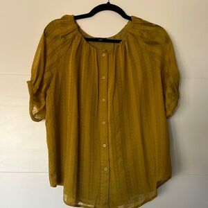 Ann Taylor Yellow-Gold Blouse with Puff sleeves, size S